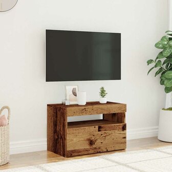 Tv-meubel met LED 60x35x40 cm bewerkt hout oud hout 3