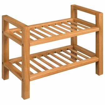 Schoenenrek met 2 schappen 50x27x40 cm massief eikenhout 1