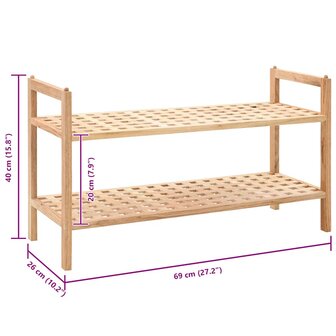 Schoenenrek 69x26x40 cm massief walnotenhout 6