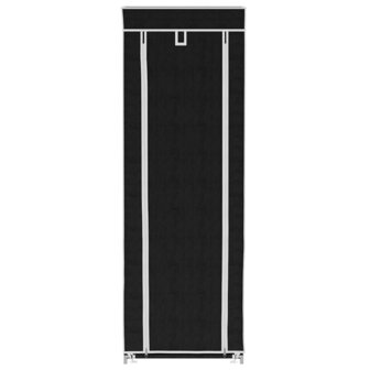 Schoenenkast met hoes 57x29x162 stof zwart 4