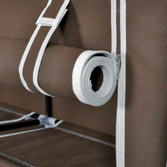 Schoenenkast met hoes 115x28x110 stof bruin  7