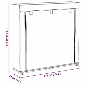 Schoenenkast met hoes 115x28x110 stof bruin  9