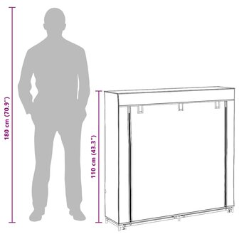 Schoenenkast met hoes 115x28x110 stof bruin  10