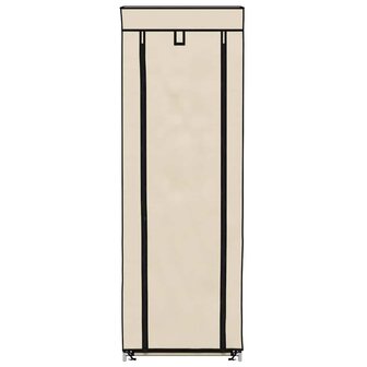 Schoenenkast met hoes 57x29x162 cm stof cr&egrave;me 4