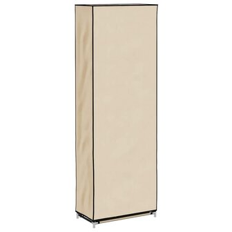 Schoenenkast met hoes 57x29x162 cm stof cr&egrave;me 6