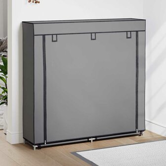 Schoenenkast met hoes 115x28x110 cm stof grijs 1
