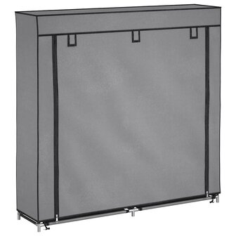 Schoenenkast met hoes 115x28x110 cm stof grijs 2