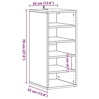 Schoenenkast 31,5x35x70 cm bewerkt hout sonoma eikenkleurig 12