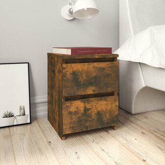 Nachtkastje Gerookt Eiken 30x30x40 cm Engineered Wood 1