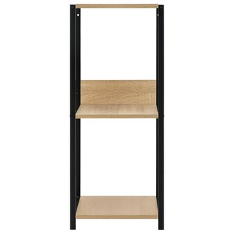 Boekenkast 33,5x39,6x79,7 cm bewerkt hout zwart en eikenkleurig 3