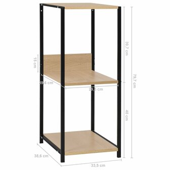 Boekenkast 33,5x39,6x79,7 cm bewerkt hout zwart en eikenkleurig 7