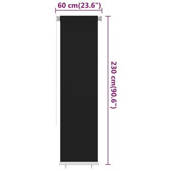 Rolgordijn voor buiten 60x230 cm HDPE zwart 6