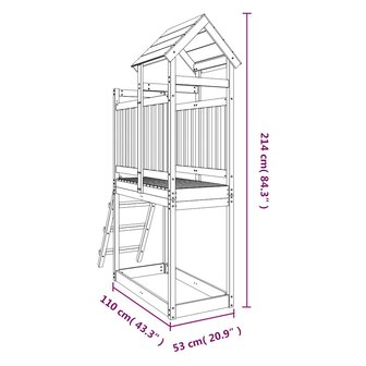 Speelhuis 53x110x214 cm massief grenenhout 9