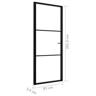 Binnendeur 83x201,5 cm ESG-glas en aluminium zwart 6