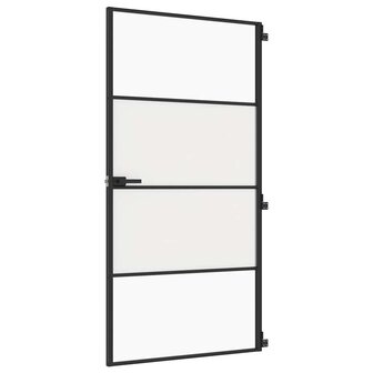 Binnendeur smal 102,5x201,5 cm gehard glas en aluminium zwart 2