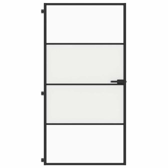Binnendeur smal 102,5x201,5 cm gehard glas en aluminium zwart 3