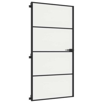 Binnendeur smal 102,5x201,5 cm gehard glas en aluminium zwart 4