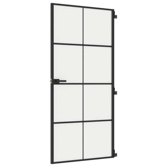 Binnendeur smal 93x201,5 cm gehard glas en aluminium zwart 2