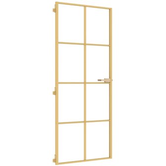Binnendeur smal 83x201,5 cm gehard glas en aluminium goudkleur 2