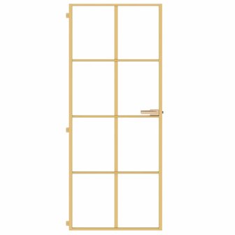 Binnendeur smal 83x201,5 cm gehard glas en aluminium goudkleur 3