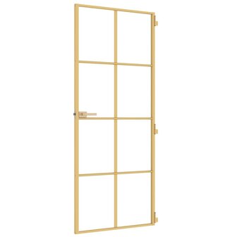 Binnendeur smal 83x201,5 cm gehard glas en aluminium goudkleur 4
