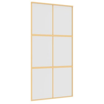 Schuifdeur 102,5x205 cm mat ESG-glas en aluminium goudkleurig 2