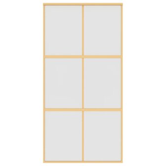 Schuifdeur 102,5x205 cm mat ESG-glas en aluminium goudkleurig 3