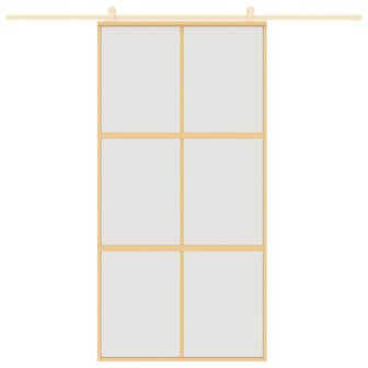Schuifdeur 102,5x205 cm mat ESG-glas en aluminium goudkleurig 8