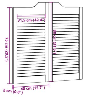 Schuifdeuren Wit 80 x 40 cm Massief grenenhout 10