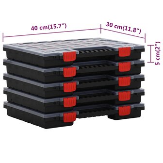 Assortimentsdozen 5 st 40x30x5 cm polypropeen 7