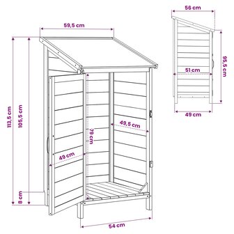 Tuinschuur Grijs 59 x 56 x 113,5 cm Bewerkt hout 11