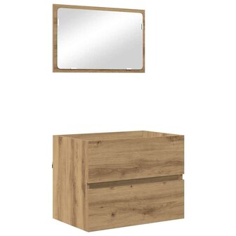 Badkamermeubelset 2 pcs Artisan Eiken Geperst Hout en Metaal 2