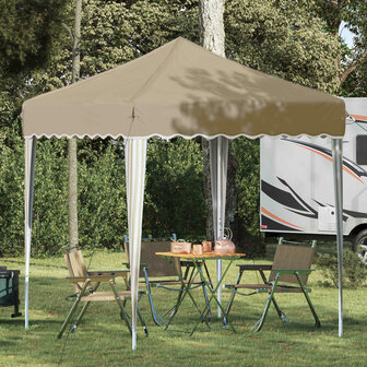 Pop-up partytent 195 x 195 x 245 cm Cr&egrave;mekleurig Oxford Stof 1