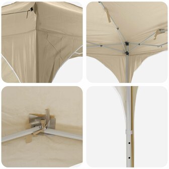 Pop-up partytent 192 x 192 x 245 cm Cr&egrave;mekleurig 11