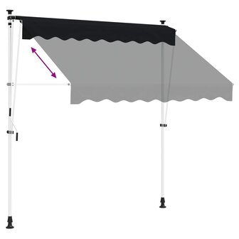 Handmatig uitschuifbare luifel Zwart 100 cm 5