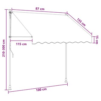 Handmatig uitschuifbare luifel Zwart 100 cm 7