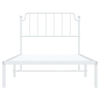 Bedframe met hoofdbord metaal wit 100x200 cm 6