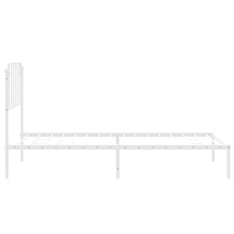 Bedframe met hoofdbord metaal wit 100x200 cm 7