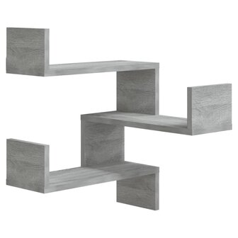 Hoekwandschap 40x40x50 cm bewerkt hout grijs sonoma eikenkleur 2