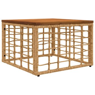 Tuintafel Naturel 55 x 55 x 37 cm PE Rattan en Glas 1