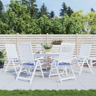 Tuinstoelkussens 6 st gestreept 40x40x4 cm stof wit en blauw 1