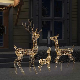 Kerstversiering rendierfamilie 300 LED&amp;apos;s warmwit acryl 3
