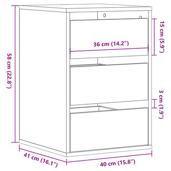 Ladekast 40x41x58 cm bewerkt hout grijs sonoma eikenkleurig 10