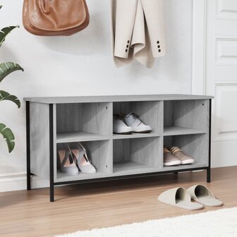 Schoenenkast 100x35x50 cm bewerkt hout grijs sonoma eikenkleur 1