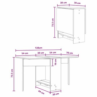Eettafel 138 x 70 x 73,5 cm Bewerkt hout Sonoma Eiken 10