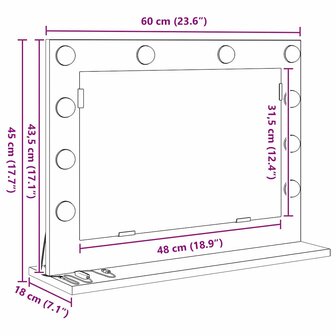 Make-up spiegel Wit 60 x 45 x 18 cm Glas en Hout met Kunststof 11