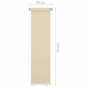 Rolgordijn voor buiten 60x230 cm HDPE cr&egrave;mekleurig 6