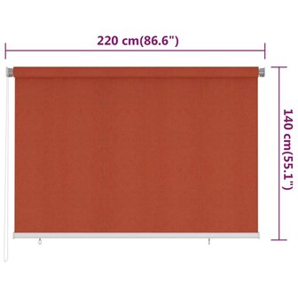Rolgordijn voor buiten 220x140 cm HDPE terracottakleurig 6
