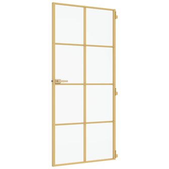 Binnendeur smal 93x201,5 cm gehard glas en aluminium goudkleur 4