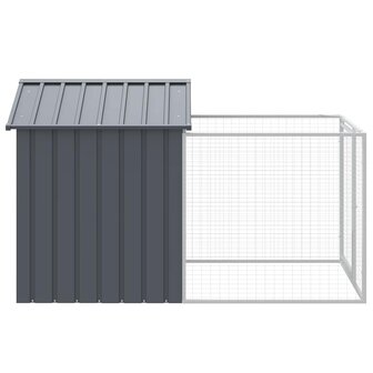 Hondenhok met dak 117x201x123 cm gegalvaniseerd staal antraciet 4